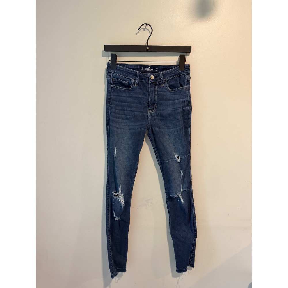Hollister High-Rise Super Skinny Distressed Dark Wash‎ Jeans W26 L30 3R